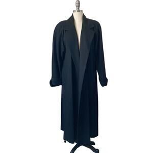 90's VTG Dumas Women's Coat Size M/L Black Trench Open Front